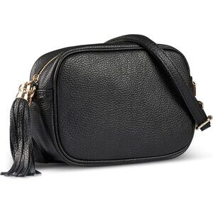Elegant Italian Calf Leather Crossbody Bag for Women with Tassel Zip Closure
